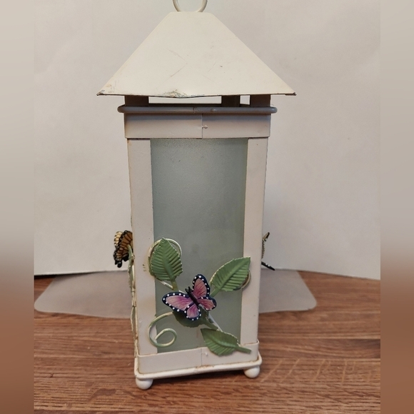 Vintage Glass and Metal 3D Butterfly Tealight Lantern - Picture 3 of 11